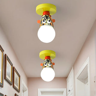 ZOWALA - Kids Room Cartoon Giraffe Semi-Flush Mount Ceiling Lamp Image - 5