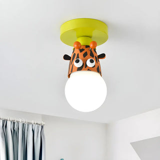 ZOWALA - Kids Room Cartoon Giraffe Semi-Flush Mount Ceiling Lamp Image - 6