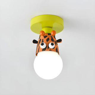 ZOWALA - Kids Room Cartoon Giraffe Semi-Flush Mount Ceiling Lamp Image - 8