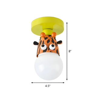 ZOWALA - Kids Room Cartoon Giraffe Semi-Flush Mount Ceiling Lamp Image - 9