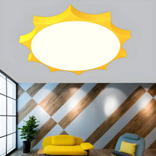 Nursery Cartoon Yellow Sun-Shaped LED Flush Mount Light Zawala Image - 1