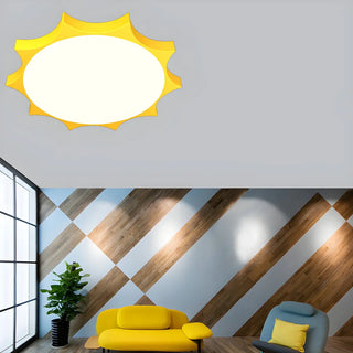 Nursery Cartoon Yellow Sun-Shaped LED Flush Mount Light Zawala Image - 3
