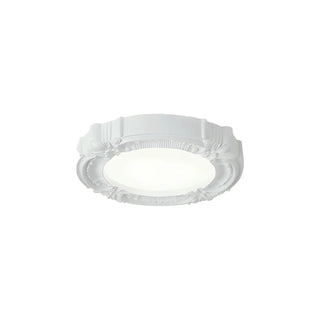 Cream Resin Round Carving LED Flush Mount Ceiling Light Zawala Image - 5
