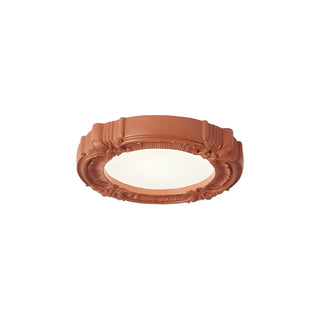 Cream Resin Round Carving LED Flush Mount Ceiling Light Zawala Image - 6