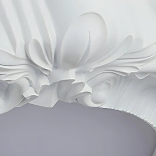 Cream Resin Round Carving LED Flush Mount Ceiling Light Zawala Image - 7