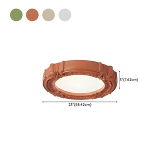 Cream Resin Round Carving LED Flush Mount Ceiling Light Zawala #size