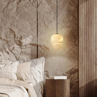 Casual 1 Light Chalk Stone Polygonal Pendant with String Mount and Enclosure Zawala Image - 1