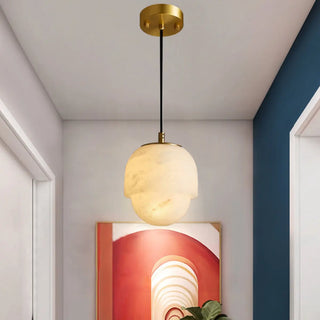 Casual 1 Light Chalk Stone Polygonal Pendant with String Mount and Enclosure Zawala Image - 2
