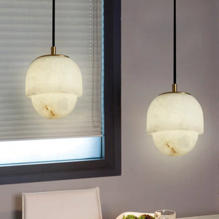 Casual 1 Light Chalk Stone Polygonal Pendant with String Mount and Enclosure Zawala Image - 4