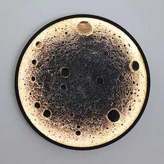 Realistic Crater Design Outdoor Moon Wall Sconce Image - 8