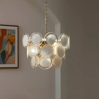 ZOWALA - Chain Glass Wafer Orbit Chandelier Image - 2