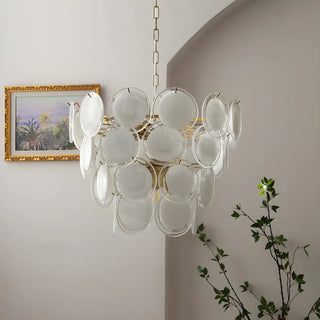 ZOWALA - Chain Glass Wafer Orbit Chandelier Image - 3