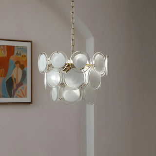 ZOWALA - Chain Glass Wafer Orbit Chandelier Image - 4