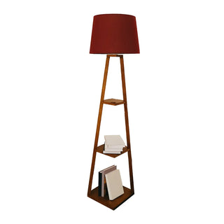 Checkered Modern Wood Tripod LED Floor Lamp with Shelf Zawala Image - 16