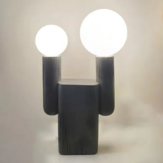 Chic Dual Globe Glass Shades Black Resin Table Lamp Zawala Image - 4