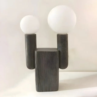 Chic Dual Globe Glass Shades Black Resin Table Lamp Zawala Image - 6