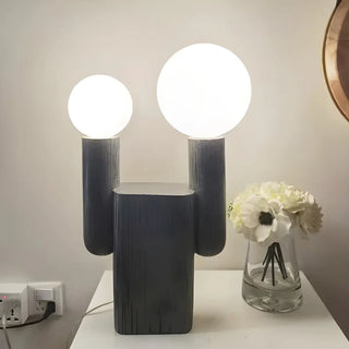 Chic Dual Globe Glass Shades Black Resin Table Lamp Zawala Image - 7