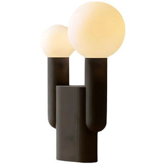 Chic Dual Globe Glass Shades Black Resin Table Lamp Zawala Image - 9