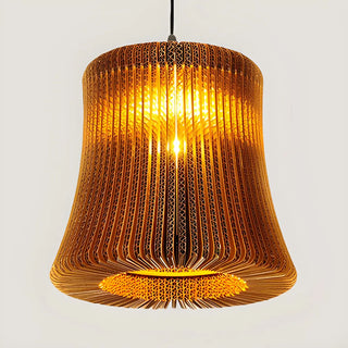 aaaZOWALA - Organic Restaurant Brown Corrugated Paper Pendant Light Image - 10