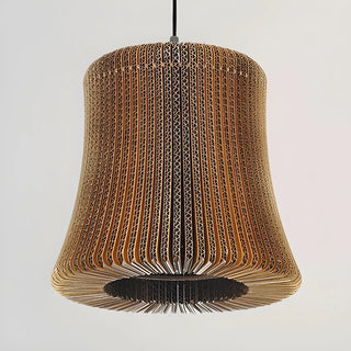 aaaZOWALA - Organic Restaurant Brown Corrugated Paper Pendant Light Image - 11
