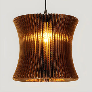 aaaZOWALA - Organic Restaurant Brown Corrugated Paper Pendant Light Image - 12