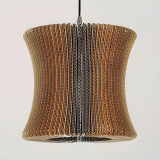 aaaZOWALA - Organic Restaurant Brown Corrugated Paper Pendant Light Image - 13