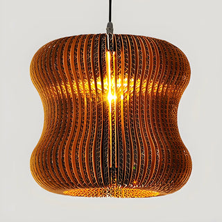 aaaZOWALA - Organic Restaurant Brown Corrugated Paper Pendant Light Image - 14