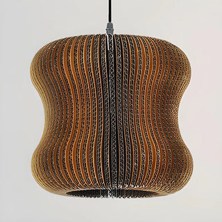 aaaZOWALA - Organic Restaurant Brown Corrugated Paper Pendant Light Image - 15