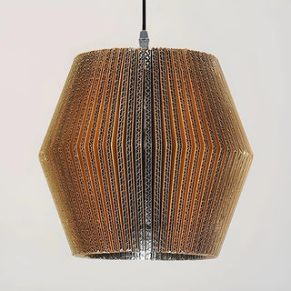 aaaZOWALA - Organic Restaurant Brown Corrugated Paper Pendant Light Image - 17