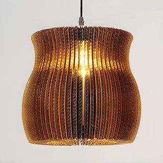aaaZOWALA - Organic Restaurant Brown Corrugated Paper Pendant Light Image - 18