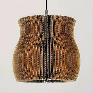 aaaZOWALA - Organic Restaurant Brown Corrugated Paper Pendant Light Image - 19
