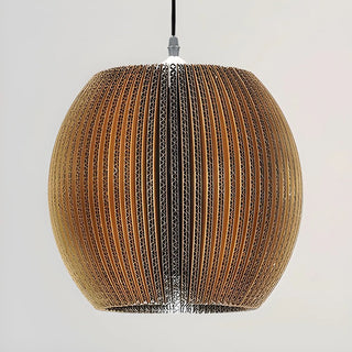 aaaZOWALA - Organic Restaurant Brown Corrugated Paper Pendant Light Image - 21