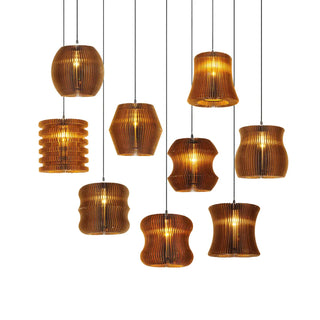 aaaZOWALA - Organic Restaurant Brown Corrugated Paper Pendant Light Image - 22