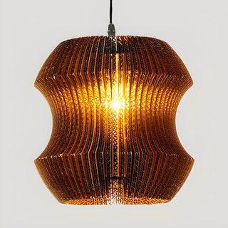 aaaZOWALA - Organic Restaurant Brown Corrugated Paper Pendant Light Image - 3