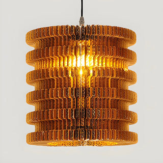 aaaZOWALA - Organic Restaurant Brown Corrugated Paper Pendant Light Image - 4