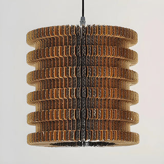 aaaZOWALA - Organic Restaurant Brown Corrugated Paper Pendant Light Image - 5