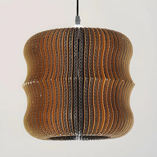aaaZOWALA - Organic Restaurant Brown Corrugated Paper Pendant Light Image - 7