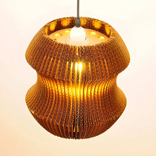 aaaZOWALA - Organic Restaurant Brown Corrugated Paper Pendant Light Image - 8