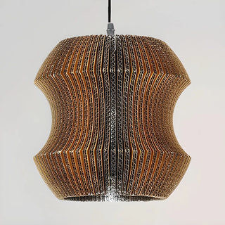 aaaZOWALA - Organic Restaurant Brown Corrugated Paper Pendant Light Image - 9