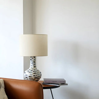 Elegant Ivory Fabric Shade Ceramic Vase Base Table Lamp Zawala Image - 4