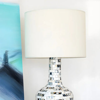 Elegant Ivory Fabric Shade Ceramic Vase Base Table Lamp Zawala Image - 5