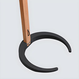 Modern Curved Wooden Floor Lamp with Pleated Shade Zawala Image - 6