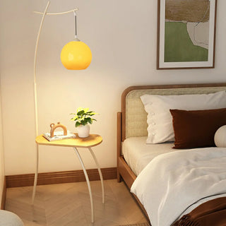ZOWALA - Adjustable Yellow Dome Modern Floor Lamp with Shelf Image - 1