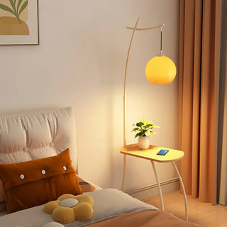 ZOWALA - Adjustable Yellow Dome Modern Floor Lamp with Shelf Image - 10