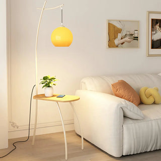 ZOWALA - Adjustable Yellow Dome Modern Floor Lamp with Shelf Image - 11
