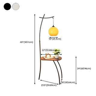 ZOWALA - Adjustable Yellow Dome Modern Floor Lamp with Shelf #size