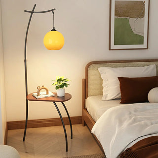 ZOWALA - Adjustable Yellow Dome Modern Floor Lamp with Shelf Image - 2