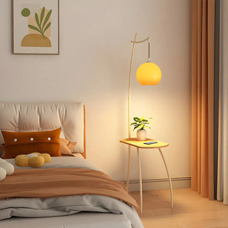 ZOWALA - Adjustable Yellow Dome Modern Floor Lamp with Shelf Image - 3