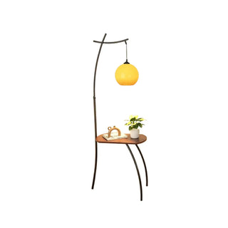 ZOWALA - Adjustable Yellow Dome Modern Floor Lamp with Shelf Image - 4