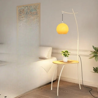 ZOWALA - Adjustable Yellow Dome Modern Floor Lamp with Shelf Image - 8